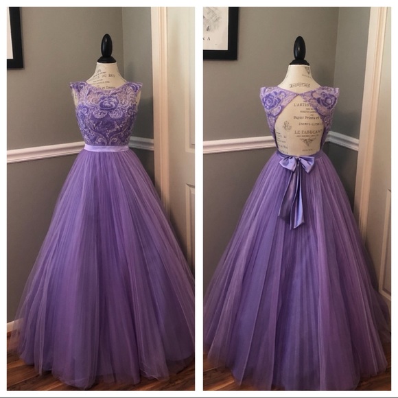 Sherri Hill Dresses & Skirts - SHERRI HILL PURPLE BEADED TULLE  BALL GOWN